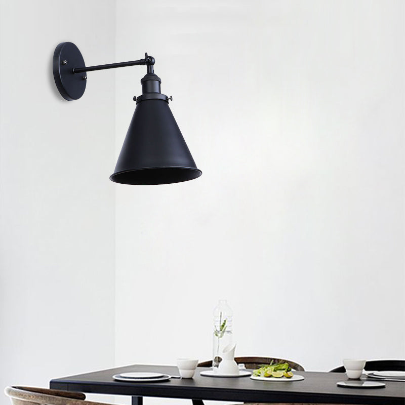 Schwarz/Rost 1 Kopf Wandlampe Landhausstil Schmiedeeisen konisch verstellbare Wandleuchte für den Außenbereich