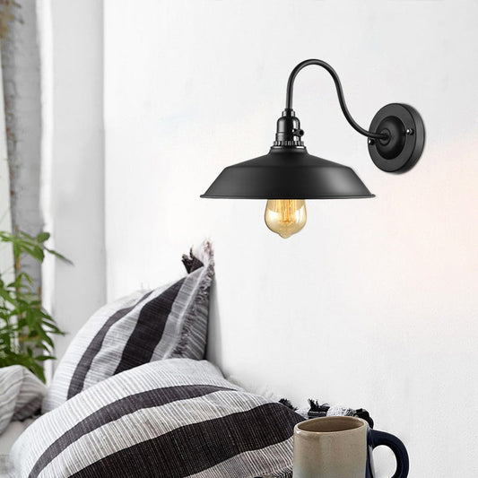 Frendorf | Metallische Scheunenlampe Wandlampe mit Flexarm Industrie 1 Glühbirne Schlafzimmer Wandbeleuchtung in Schwarz