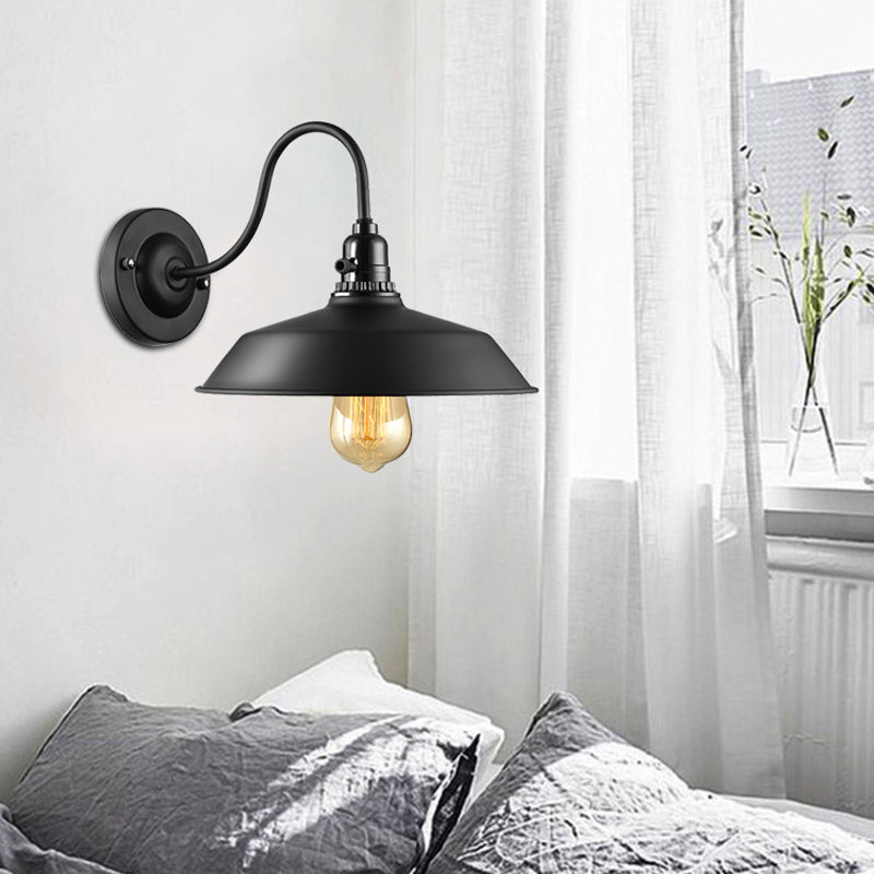Frendorf | Metallische Scheunenlampe Wandlampe mit Flexarm Industrie 1 Glühbirne Schlafzimmer Wandbeleuchtung in Schwarz