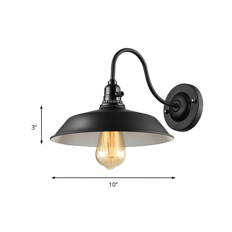 Frendorf | Metallische Scheunenlampe Wandlampe mit Flexarm Industrie 1 Glühbirne Schlafzimmer Wandbeleuchtung in Schwarz