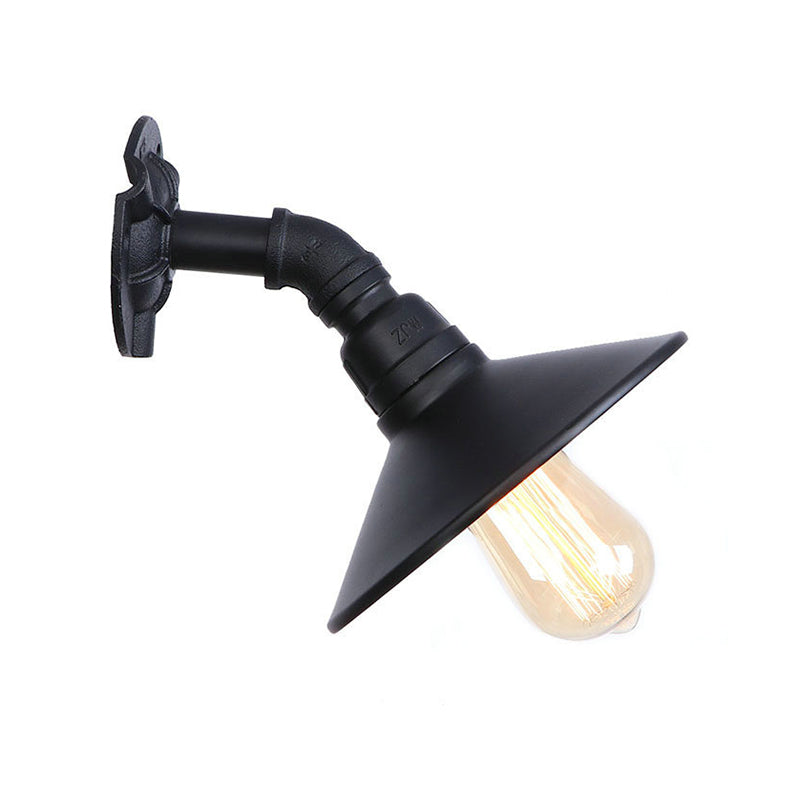 Frendorf | Gebogene Pijp Metalen Wandlamp industrieel Stil 1 Kop Gang Wandlamp Sconces met Conische Shade in Zwart