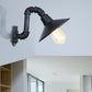 Frendorf | Landhuis Kegel Shade Wandlamp met Gebogen Pijp 1 Hoofd Metalen Wandlamp Verlichting in Zwarte Afwerking