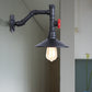 Frendorf | Warehouse Ausladende Wandlampe Sconces 1 Glühbirne Metallic Wandbeleuchtung mit Rohrleitung und rotem Ventil in Schwarz