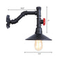 Frendorf | Warehouse Ausladende Wandlampe Sconces 1 Glühbirne Metallic Wandbeleuchtung mit Rohrleitung und rotem Ventil in Schwarz