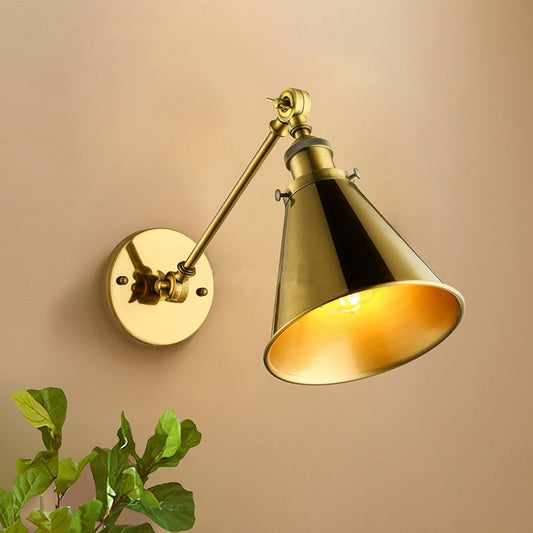 Frendorf | Konisch Wohnzimmer Wandbeleuchtung Industriestil Metallisch 1 Kopf Messing/Bronze Wandmontage Licht