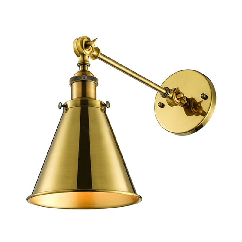 Frendorf | Konisch Wohnzimmer Wandbeleuchtung Industriestil Metallisch 1 Kopf Messing/Bronze Wandmontage Licht