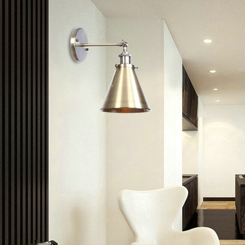 Frendorf | Konisch Wohnzimmer Wandbeleuchtung Industriestil Metallisch 1 Kopf Messing/Bronze Wandmontage Licht