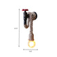 Frendorf | 1 Licht Verstelbare Touw Wandlamp met Open Gloeilamp en Kraan Boerderij Antiek Bruine Ijzeren Wandmontage Verlichting
