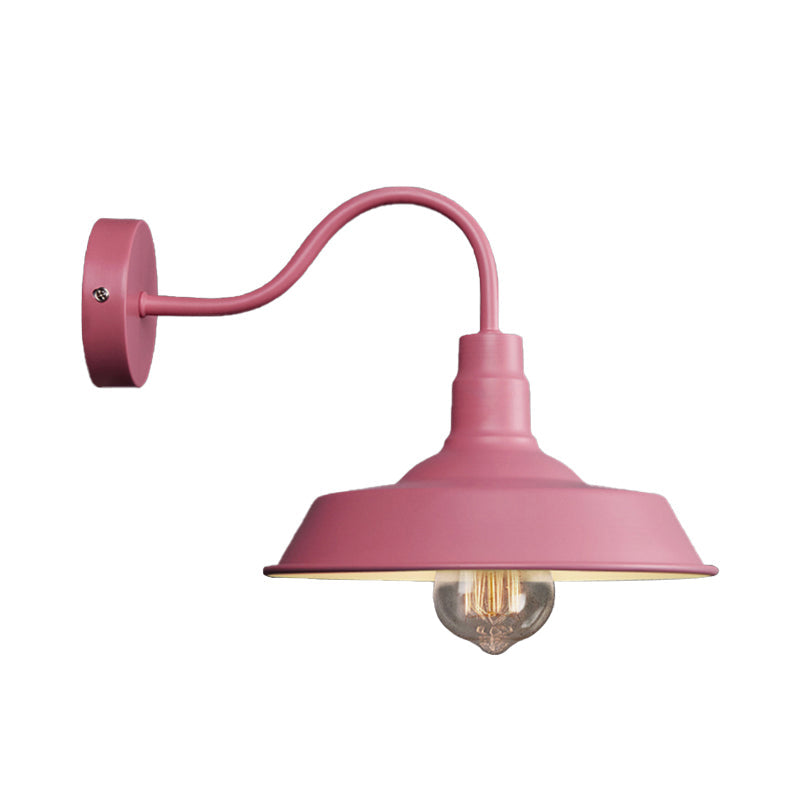 Frendorf | Industriële Stijl Barn Wandlamp 1 Gloeilamp Metalen Wandverlichting met Gooseneck Arm in Blauw/Roze, 10"/14" Breed