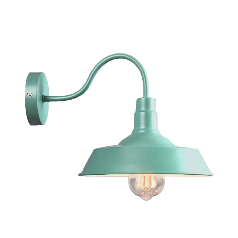 Frendorf | Industriële Stijl Barn Wandlamp 1 Gloeilamp Metalen Wandverlichting met Gooseneck Arm in Blauw/Roze, 10"/14" Breed