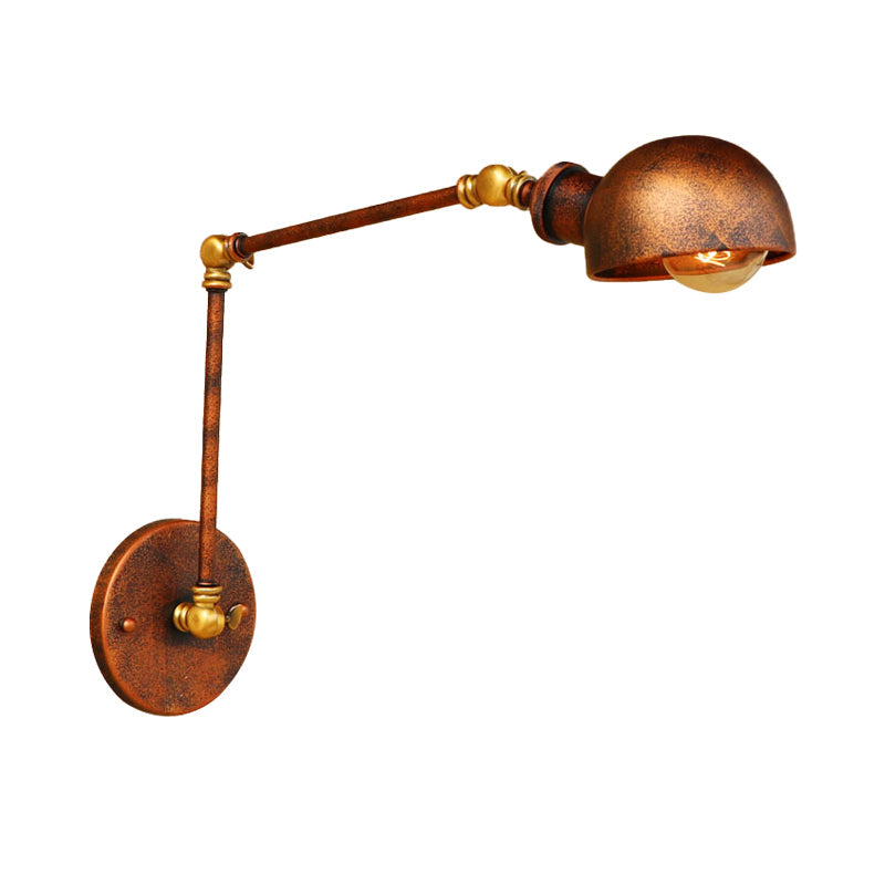 Frendorf | 4"/6.5" Dia Domed Metal Wandlamp Fixture Vintage Stil 1 Kop Studie Kamer Verstelbare Wandlamp Licht in Roest
