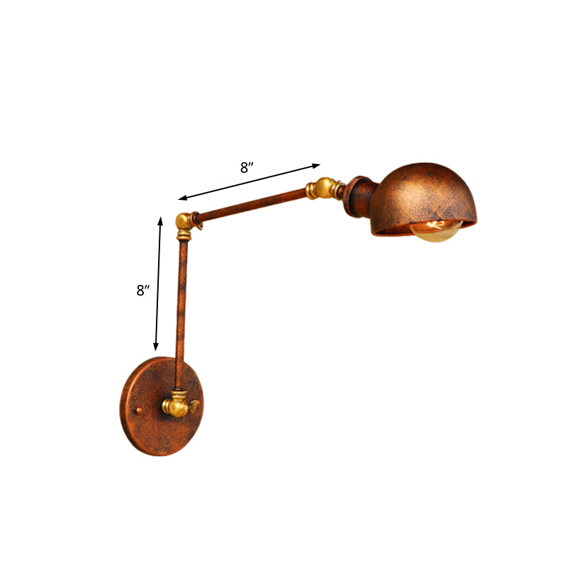Frendorf | 4"/6.5" Dia Domed Metal Wandlamp Fixture Vintage Stil 1 Kop Studie Kamer Verstelbare Wandlamp Licht in Roest