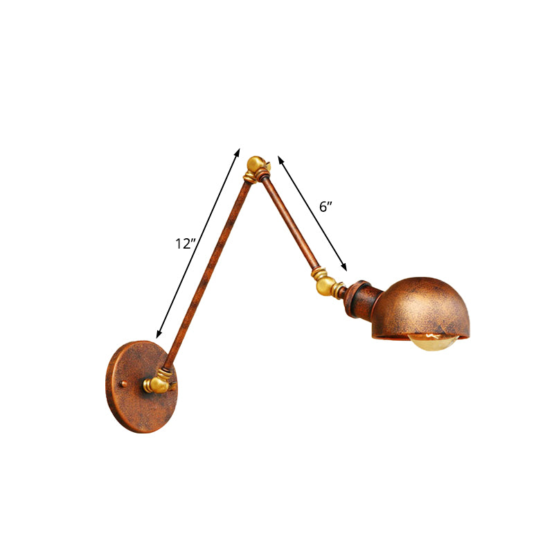 Frendorf | 4"/6.5" Dia Domed Metal Wandlamp Fixture Vintage Stil 1 Kop Studie Kamer Verstelbare Wandlamp Licht in Roest
