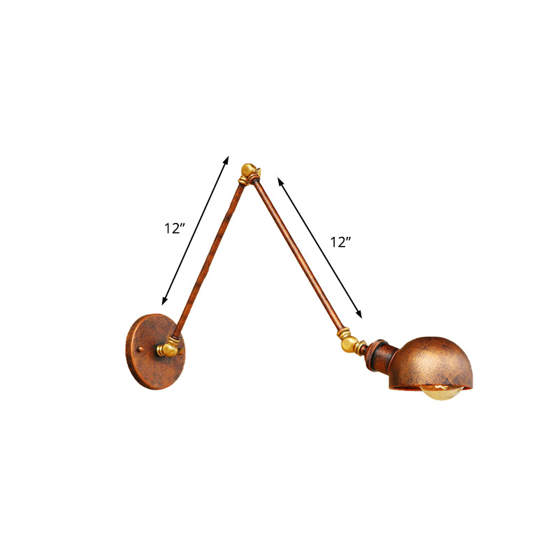 Frendorf | 4"/6.5" Dia Domed Metal Wandlamp Fixture Vintage Stil 1 Kop Studie Kamer Verstelbare Wandlamp Licht in Roest