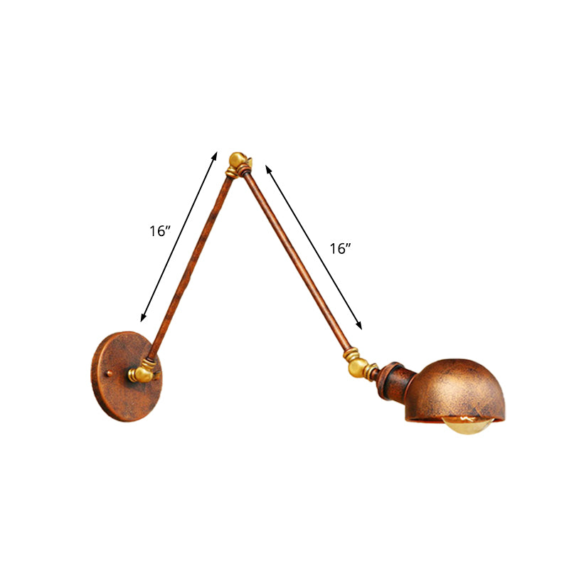 Frendorf | 4"/6.5" Dia Domed Metal Wandlamp Fixture Vintage Stil 1 Kop Studie Kamer Verstelbare Wandlamp Licht in Roest
