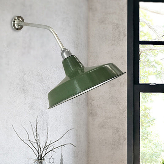 Frendorf | Barn Shade Wohnzimmer Wandbeleuchtung Vintage Stilvolles Metall 1 Glühbirne Grün Wandlampe, 14"/16" Durchmesser