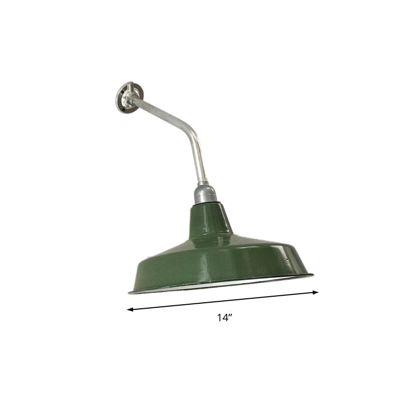 Frendorf | Barn Shade Wohnzimmer Wandbeleuchtung Vintage Stilvolles Metall 1 Glühbirne Grün Wandlampe, 14"/16" Durchmesser