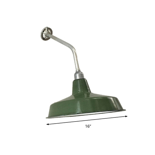 Frendorf | Barn Shade Wohnzimmer Wandbeleuchtung Vintage Stilvolles Metall 1 Glühbirne Grün Wandlampe, 14"/16" Durchmesser