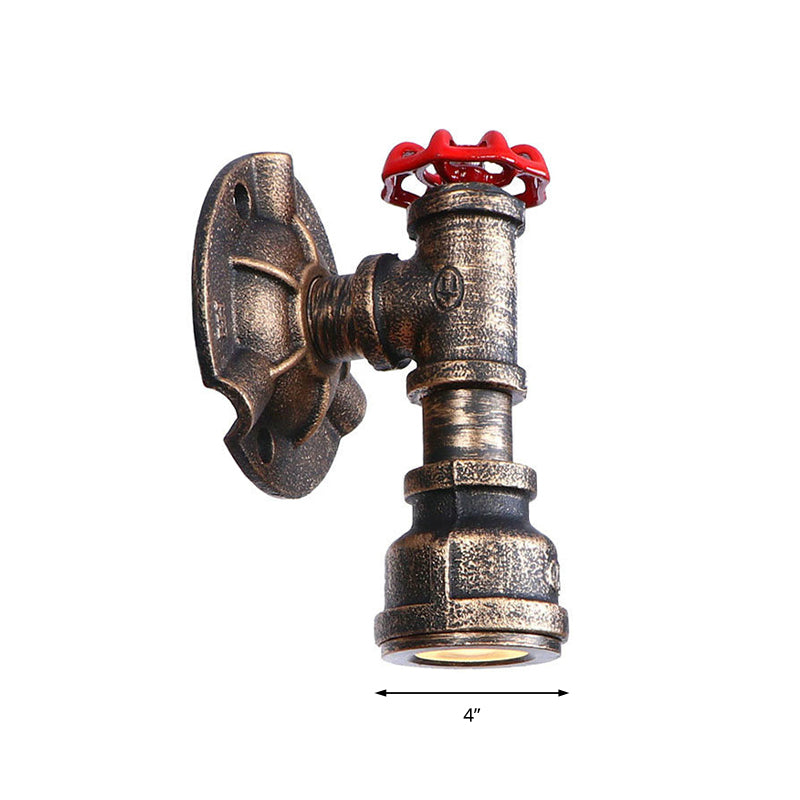 Frendorf | 1 Licht Pipe Shade Wand Scone Fixture Retro Industriel Bronze Metall Wandlamp mit Ventilrad für Innenräume