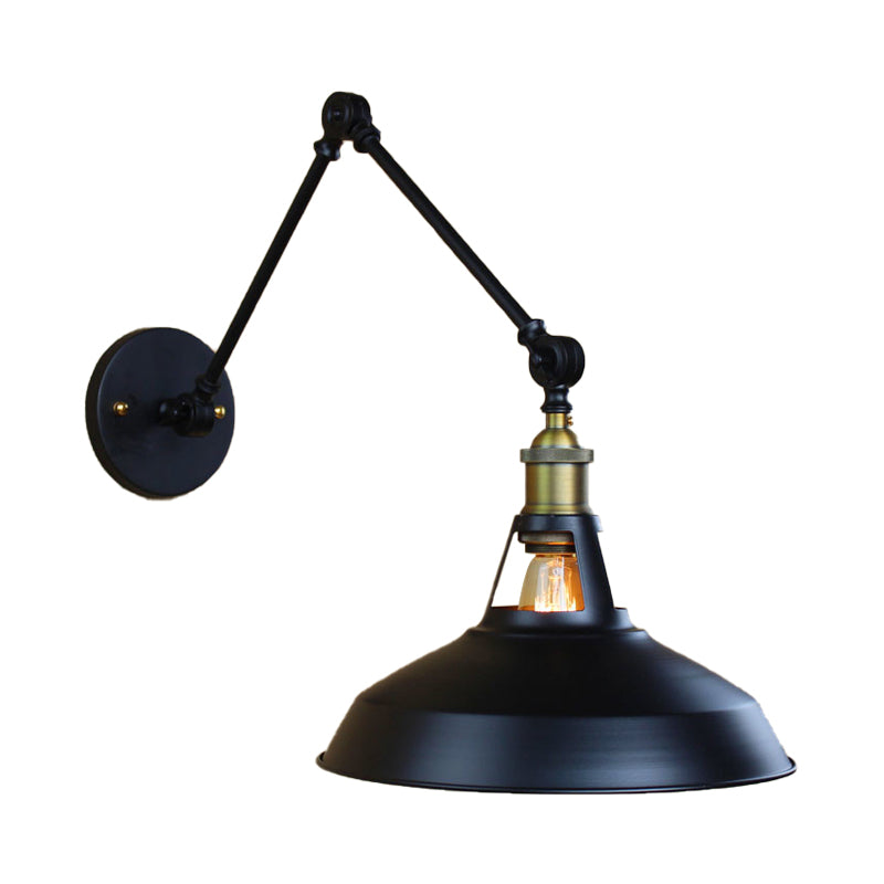 Frendorf | Schwarz/Rost Barn Shade Wand sconce Industrielle Metall 1 Licht Studienraum Wandmontage Licht mit Schwenkarm