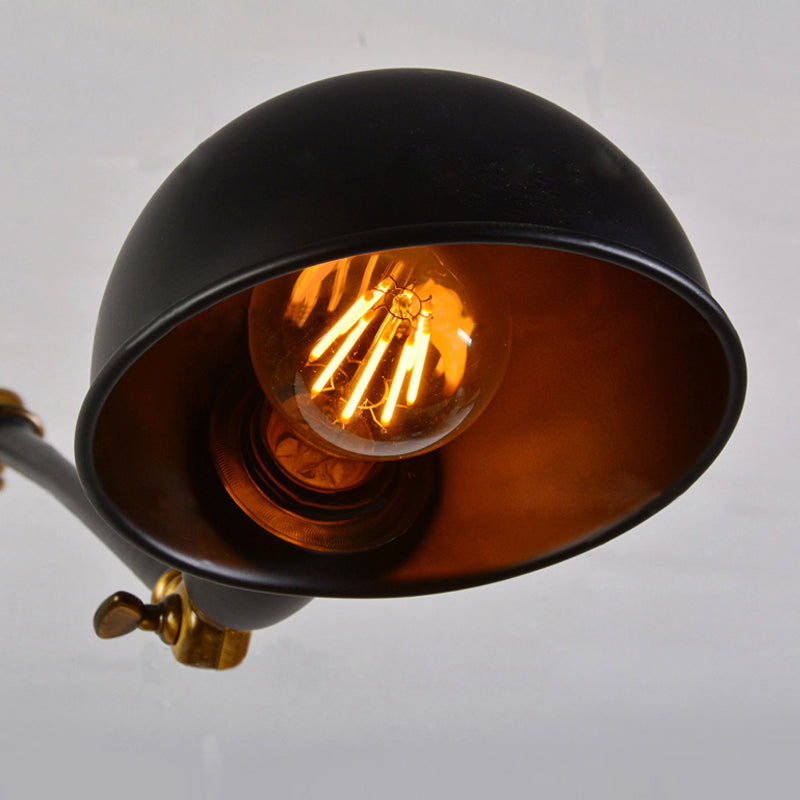 Frendorf | Dome Shade Schlafzimmer Wandlicht Wandleuchte Industrie Metall 1 Kopf Schwarz Lesewandleuchte mit verstellbarem Arm