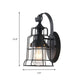 Frendorf | 1 Licht Glocken Shade Wandlamp Industriell Schwarz Glas Wandlampe für Flur mit Metallkäfig Rahmen