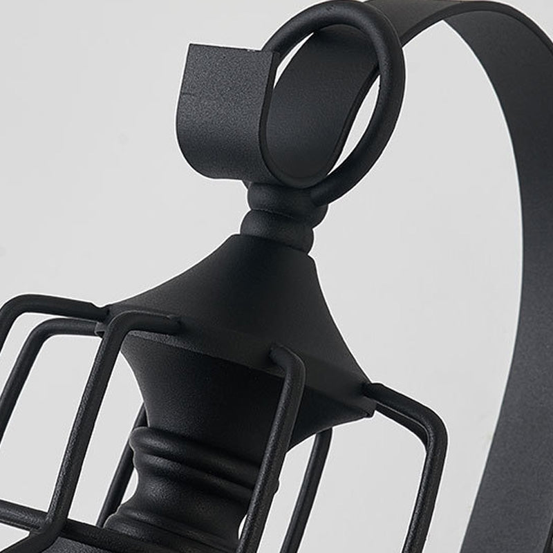 Frendorf | 1 Licht Glocken Shade Wandlamp Industriell Schwarz Glas Wandlampe für Flur mit Metallkäfig Rahmen