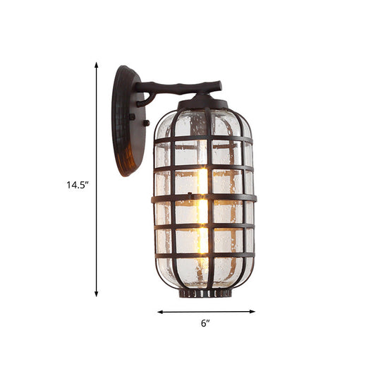 Frendorf | Gecageerde Zaden Glas Wandgemonteerde Lamp Industriële Enkele Gloeilamp Buitensculptuur Licht in Zwart/Bronze, 5.5"/6"/8" Breed