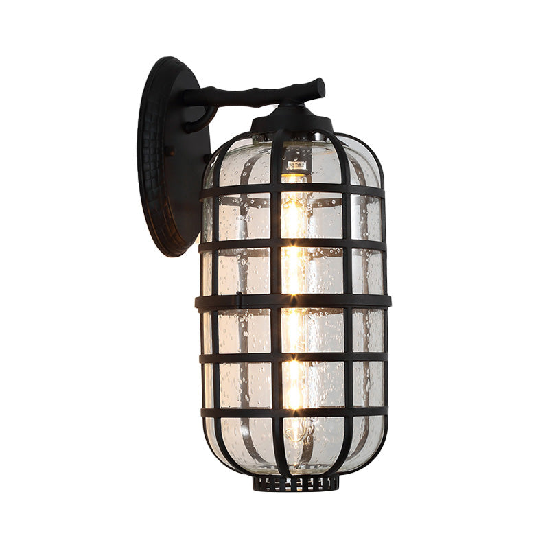 Frendorf | Gecageerde Zaden Glas Wandgemonteerde Lamp Industriële Enkele Gloeilamp Buitensculptuur Licht in Zwart/Bronze, 5.5"/6"/8" Breed