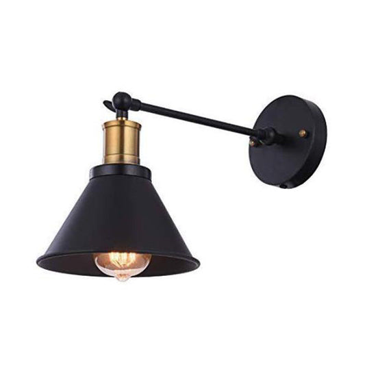 Frendorf | Schwarz 1 Licht Wandlampe Beleuchtung Industrie Metall Kegel Licht Leuchte für Schlafzimmer