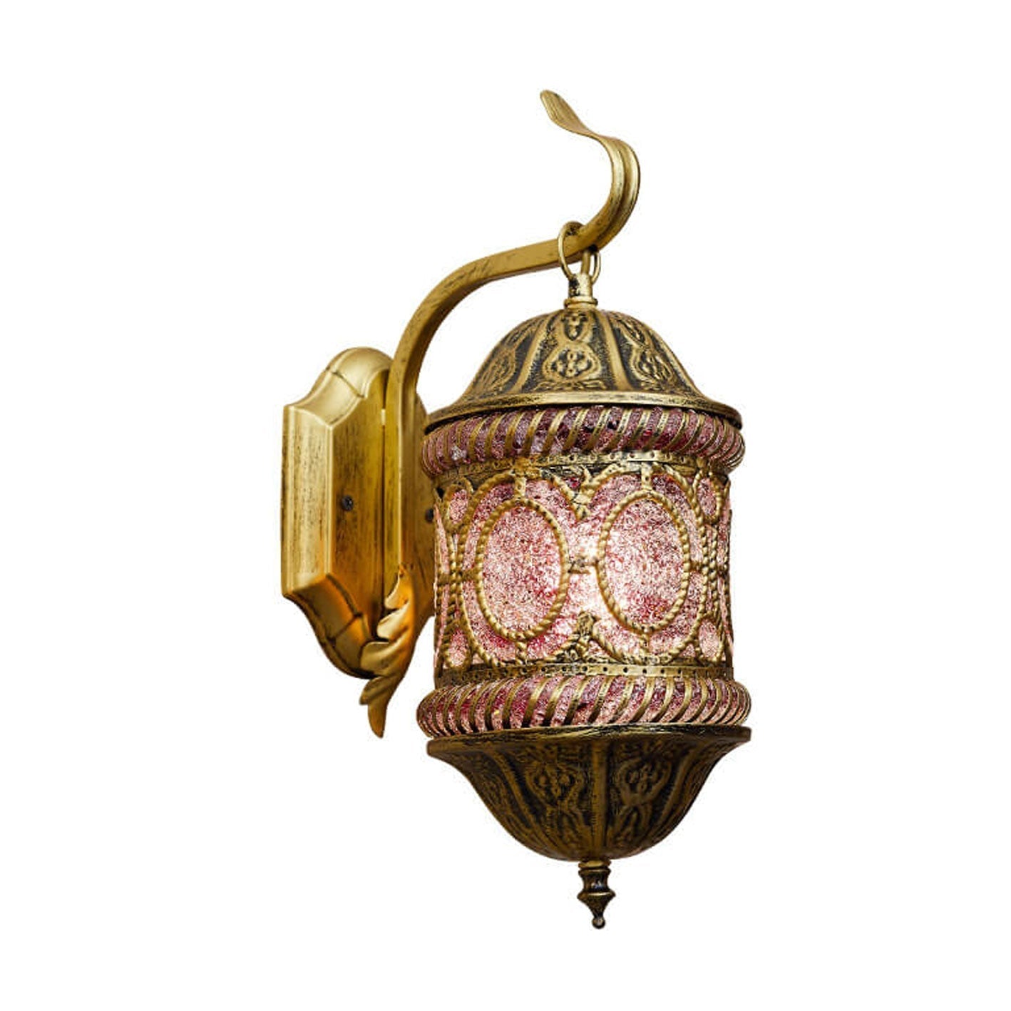 Frendorf | ZyraGlow Wandleuchte | Südostasiatisches Hohlmetall-Design | 1-flammige Lampe in Rosa