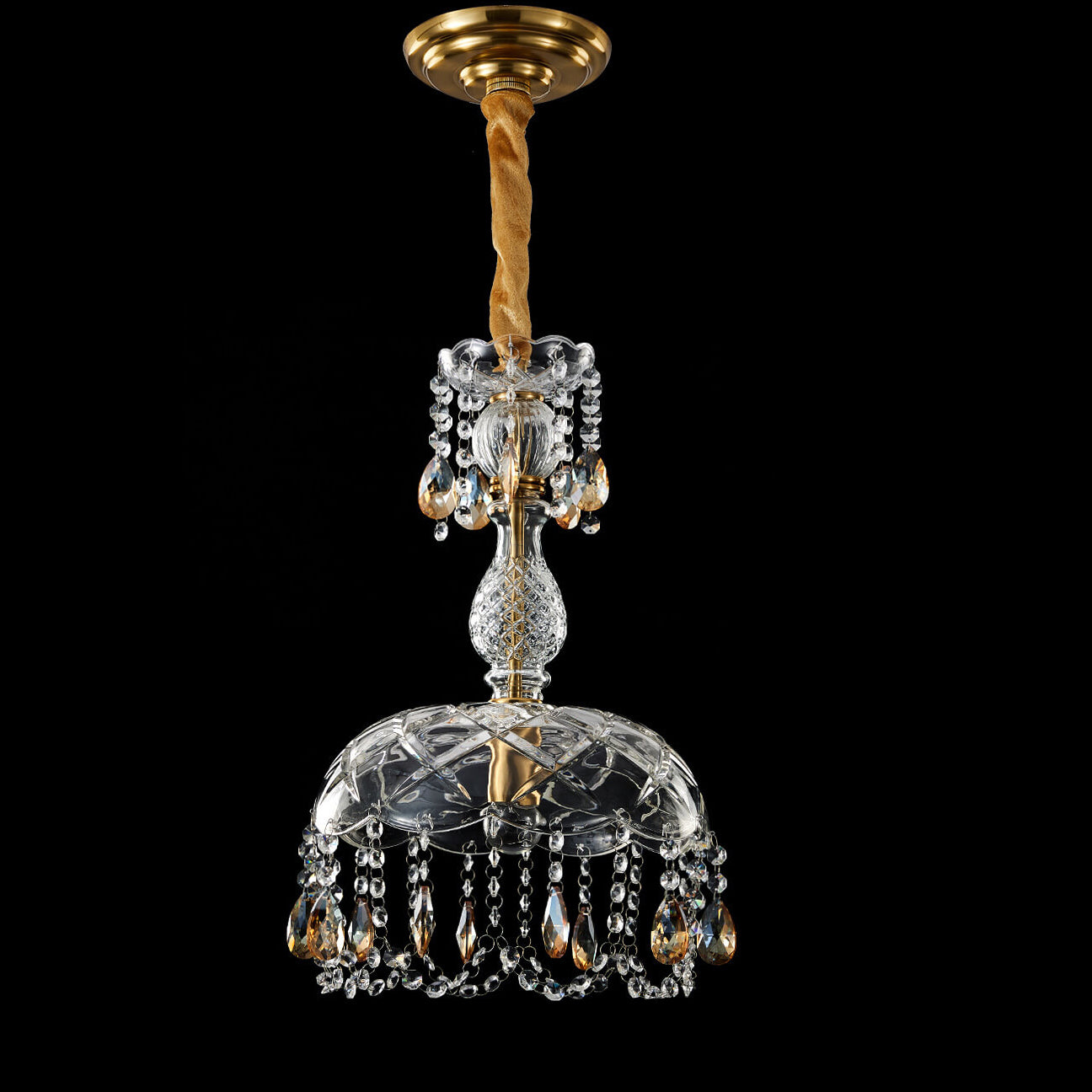 Frendorf | CrystalVive Pendelleuchte | Luxus Kristallkuppel | Moderne 1-Licht Hängelampe | Elegante Beleuchtung für Zuhause