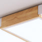 Zeitgenössische skandinavische quadratische rechteckige Kombination Holz Eisen LED Deckenleuchte für das Wohnzimmer