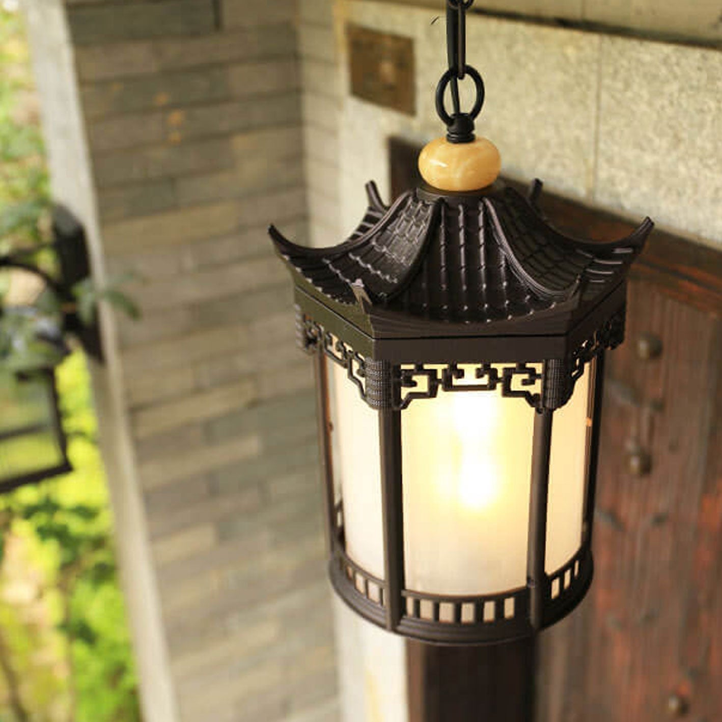 Frendorf | HexaLantern Outdoor LED Hängeleuchte | Wasserdichte Retro-Laterne | Chinesisches Sechseck-Design