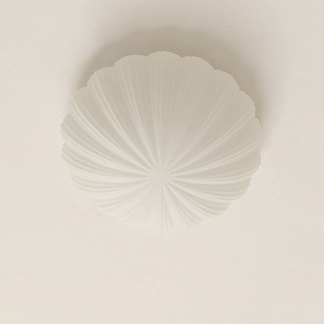 Frendorf | Auralis Modern French LED Deckenleuchte | Cremefarbenes Muschelgals | Flush Mount | Stimmungslicht | Deko für Zuhause