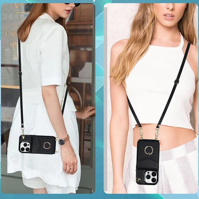 Frendorf | Leder Geldbörse Hülle mit Ring & Lanyard für iPhone