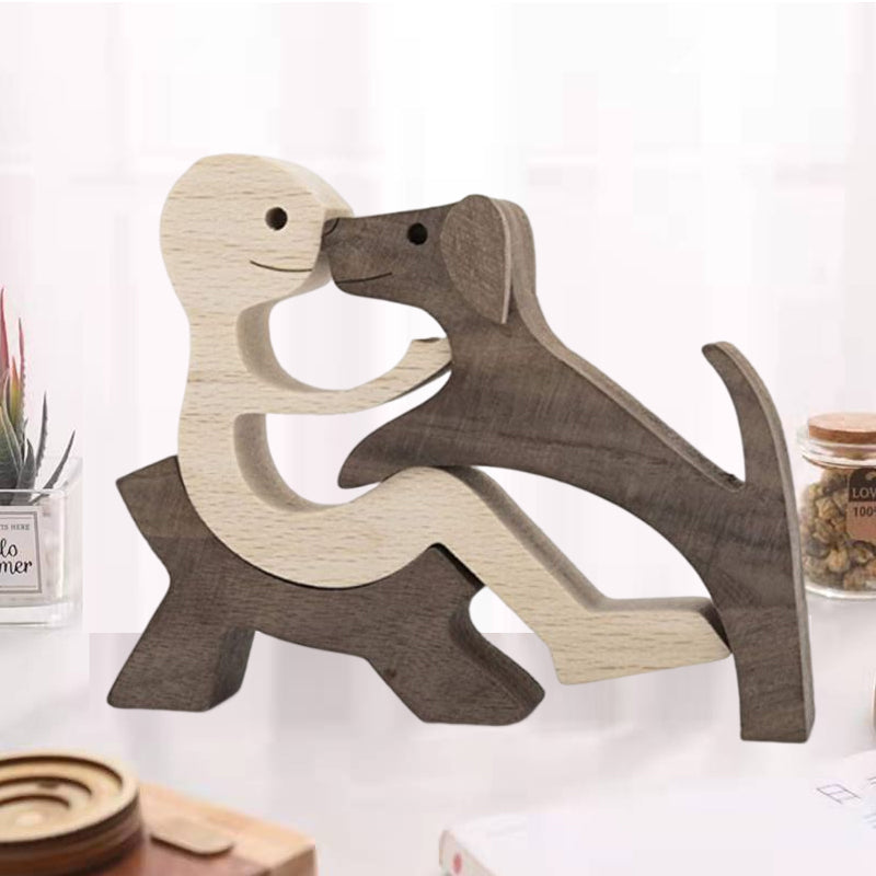 Frendorf | Geschenk für Tierliebhaber - Holzskulptur Tischornamente - Die Liebe zwischen Ihnen und Ihrem pelzigen Freund
