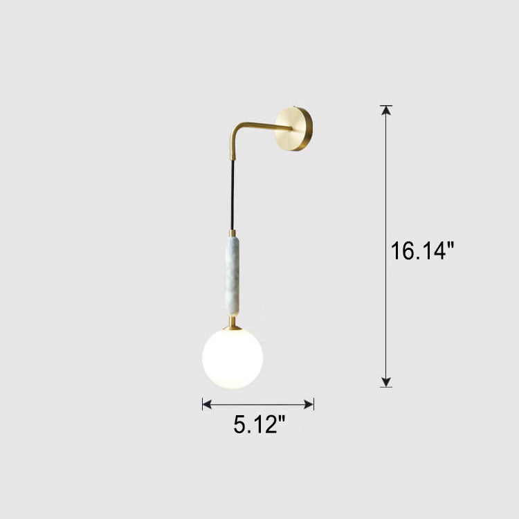 Frendorf | Marbelis Sphere LED Wandleuchte | Moderner Luxus | Marmor-Arm & Kugelschirm | Dekorative Beleuchtung