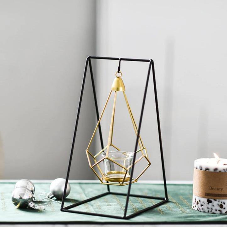Frendorf | GeoLume Geometrischer Hängender Kerzenhalter oder Vase aus Eisen | Modernes Design | Vielseitige Deko