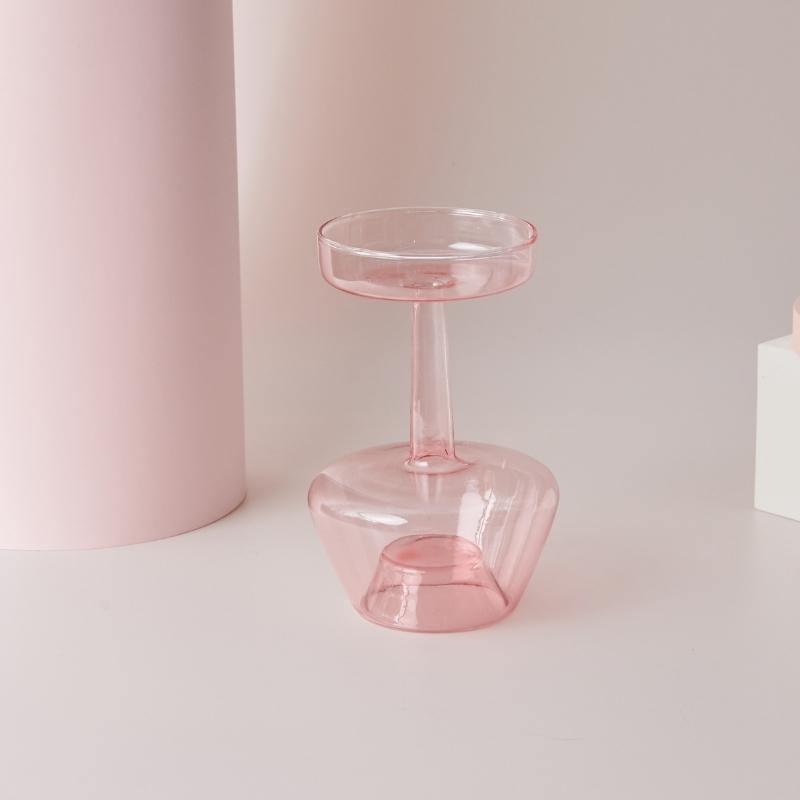 Frendorf | Rosivina Pink Glas Kerzenhalter & Vasen Set | Elegantes Design | Vielseitige Tischdekoration