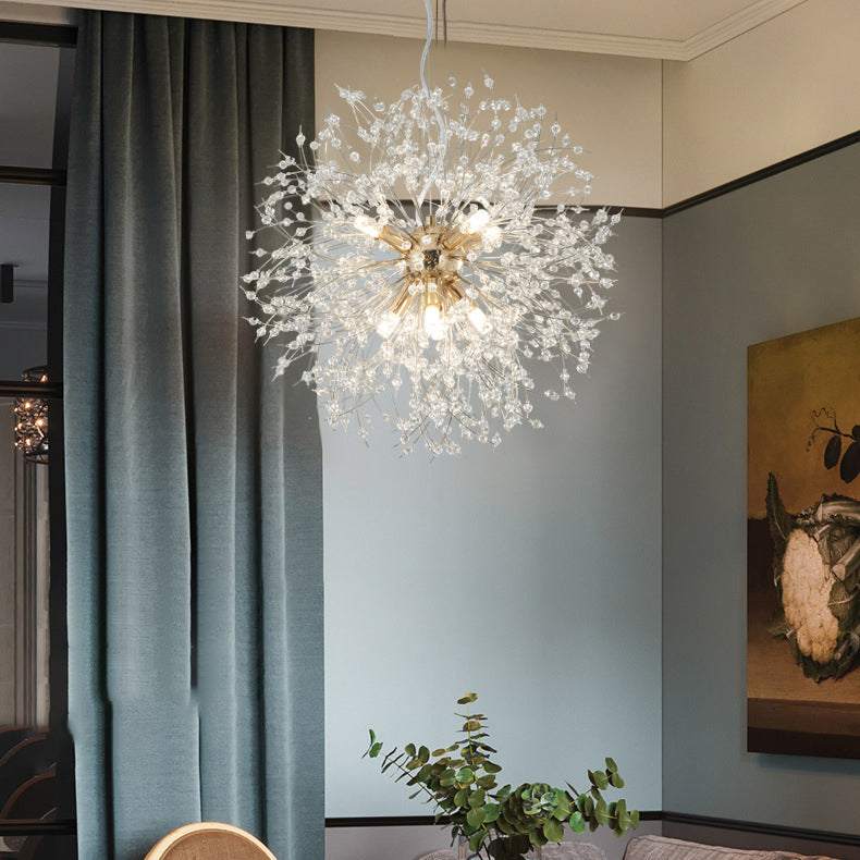 Zeitgenössische kreative Hardware Kristallperlen dekorieren Löwenzahn-Design 8/9/12-Licht Kronleuchter für das Wohnzimmer