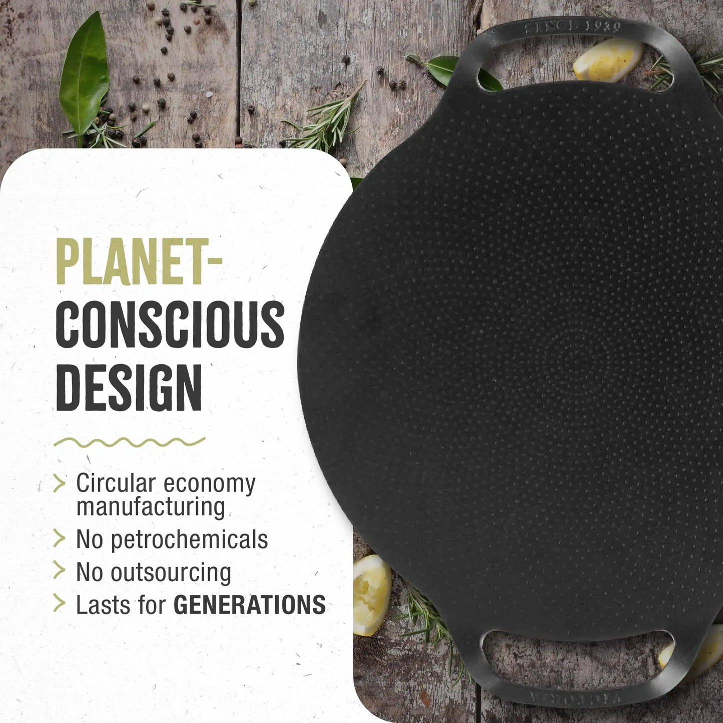 Frendorf | 15" Gusseisen Comal Pizzapfanne mit 2 seitlichen Griffen Kochgeschirr