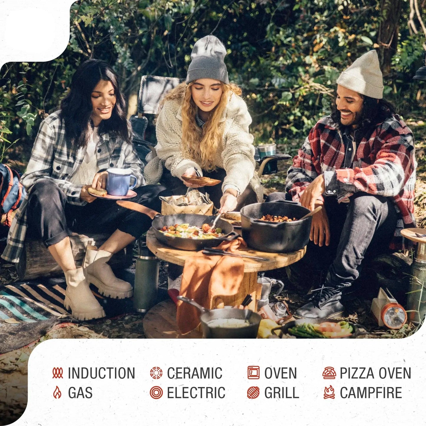 Frendorf | 15" Gusseisen Comal Pizzapfanne mit 2 seitlichen Griffen Kochgeschirr