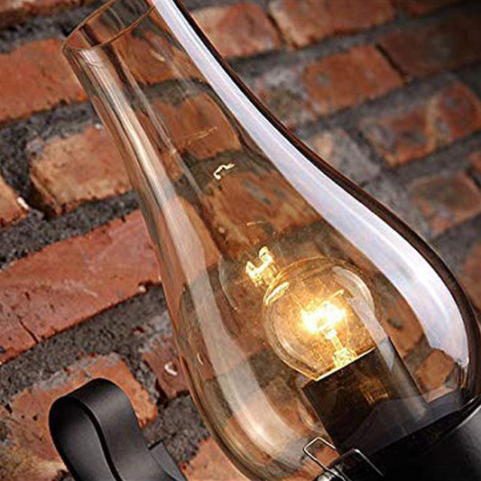 Frendorf | 1 Licht Kerzenwandlamp Vintage Industrieel Zwart Cognac Glas Verlichting in Zwart met Stekkerdraad