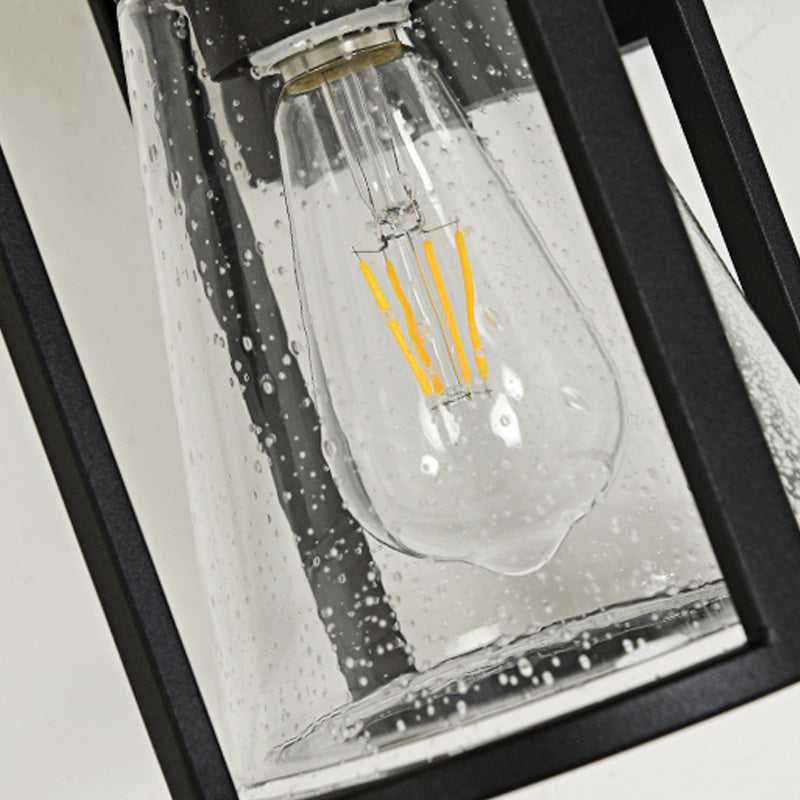 Frendorf | 1 Licht Conical Wandlamp Industrieel Zwart Gezaaid Glas Wandlamp met Metalen Kooi