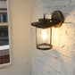 Frendorf | Zylinder Saatglas Wandmontierte Lampe Industrie Einzelne Glühbirne Veranda Wandleuchte in Matt Schwarz/Bronze mit Käfig