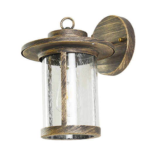 Frendorf | Zylinder Saatglas Wandmontierte Lampe Industrie Einzelne Glühbirne Veranda Wandleuchte in Matt Schwarz/Bronze mit Käfig