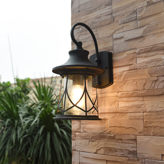 Frendorf | Eine Glühbirnen-Wandlampe mit Laternen-Schirm gesprenkeltes Glas Industrielle Veranda Sconce Beleuchtungseinrichtung
