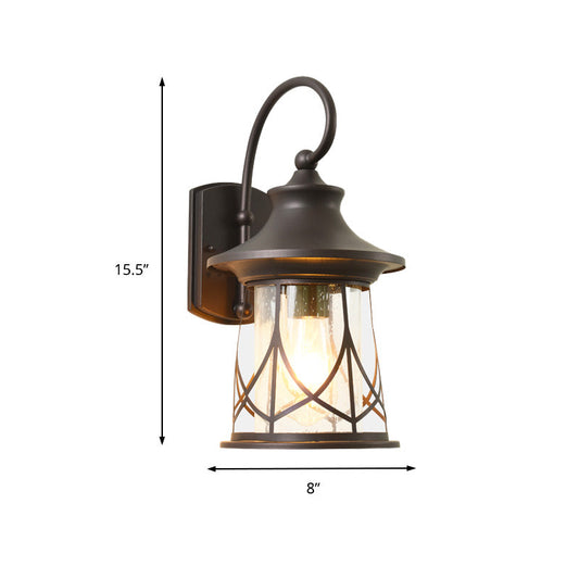 Frendorf | Eine Glühbirnen-Wandlampe mit Laternen-Schirm gesprenkeltes Glas Industrielle Veranda Sconce Beleuchtungseinrichtung