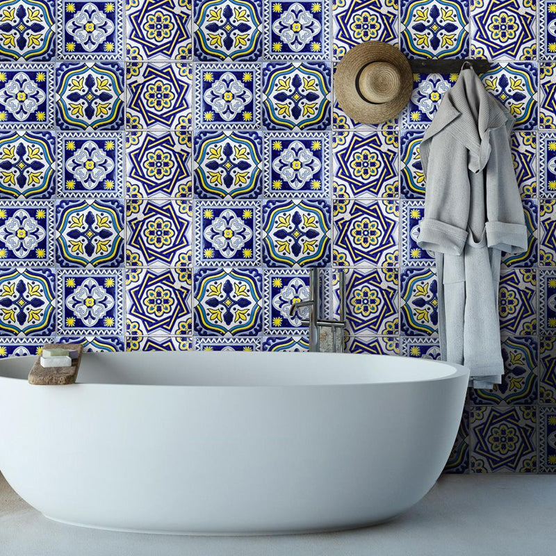 Frendorf | Boho Marokkaanse Tegels Behang Paneel Rood-Geel-Blauw Pick Up Sticks Wanddecoratie voor Keuken